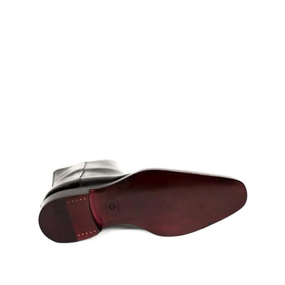 Men Solid Shiny Leather Side-Zipper Black Boot