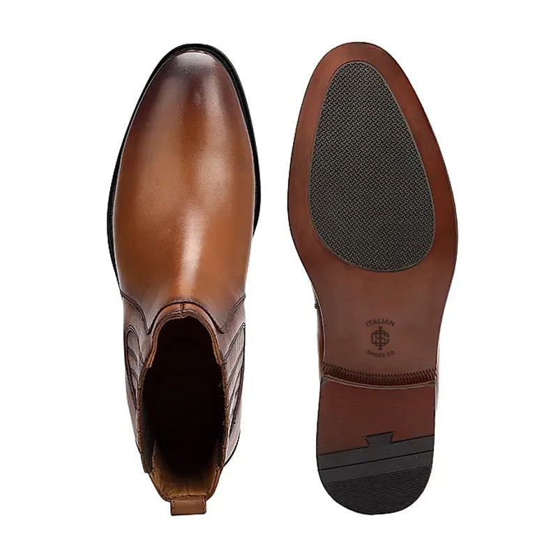 Mid-Top Plain Leather Handmade Stylish Chelsea Boots