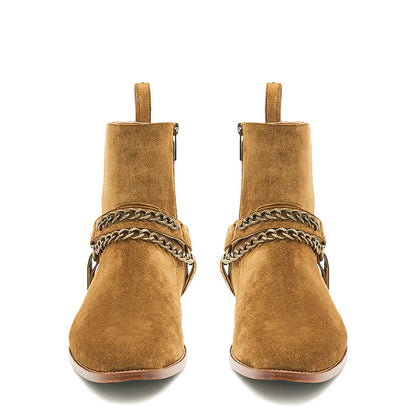 Handmade Suede Leather Jodhpur Boots With Chain