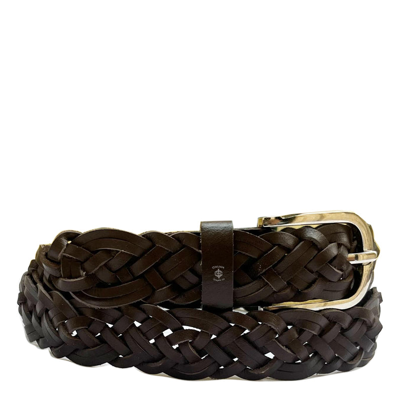 Pelle di Vitello Leather Belt Wide Braided