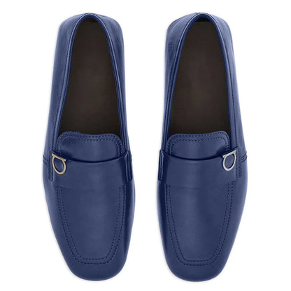 Blue Plaque Leather Loafers