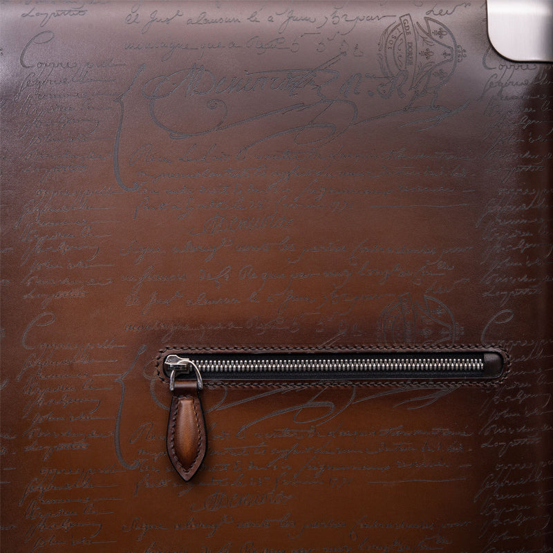 Luxury Eel Leather Brown Trolley Case