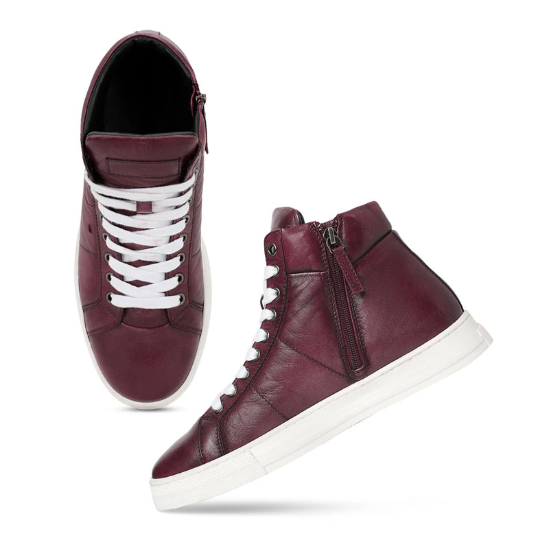 Lace-Up Leather Handcrafted Burgundy Sneaker