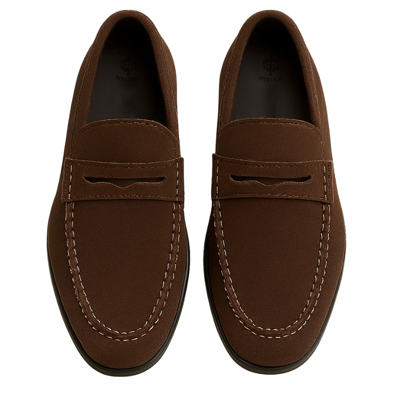Italian Suede Penny Black Loafer for Men's