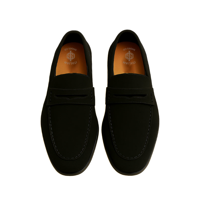 Italian Suede Penny Black Loafer for Men's