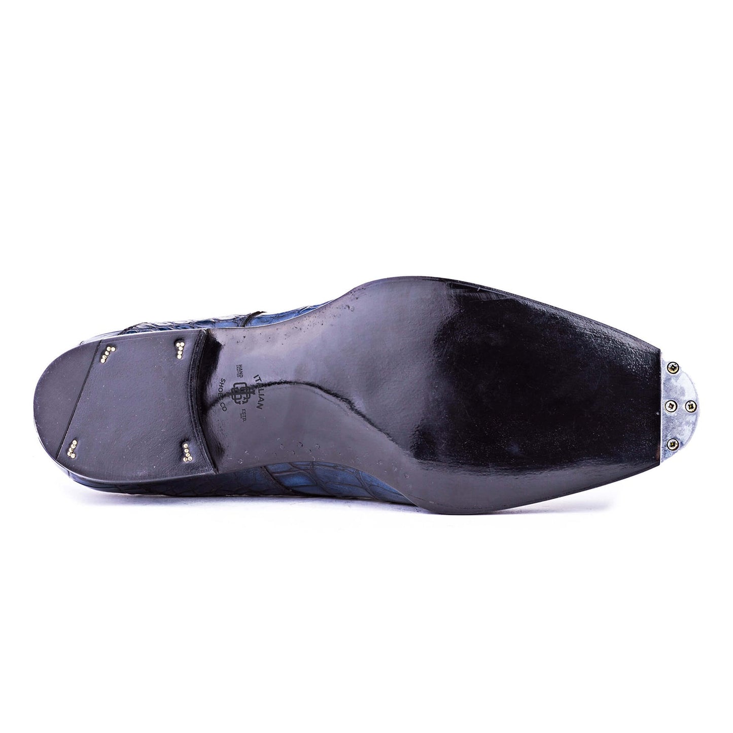 Men Leather Croc Print Double Monk Strap Shoe