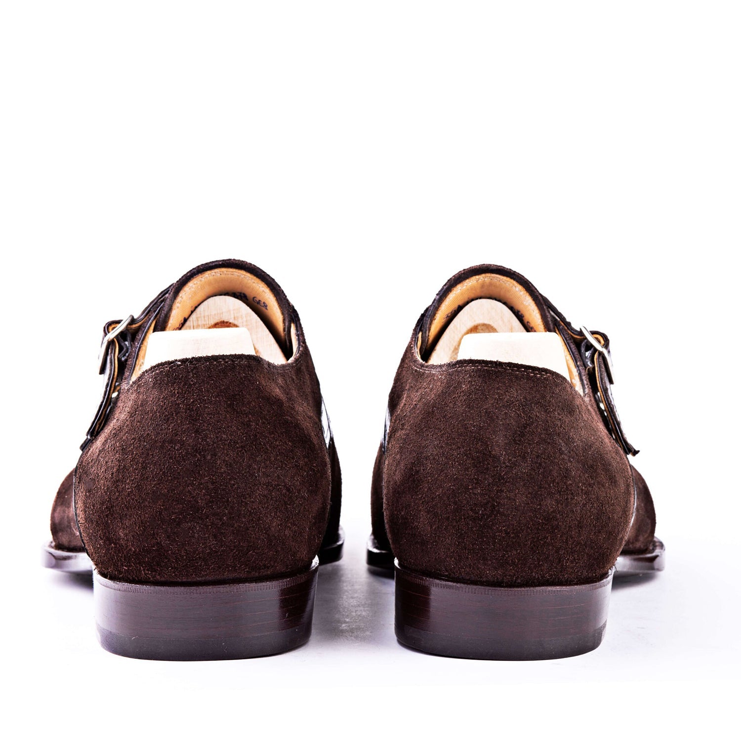 Suede Leather Croc Print Double Monk Strap Shoe