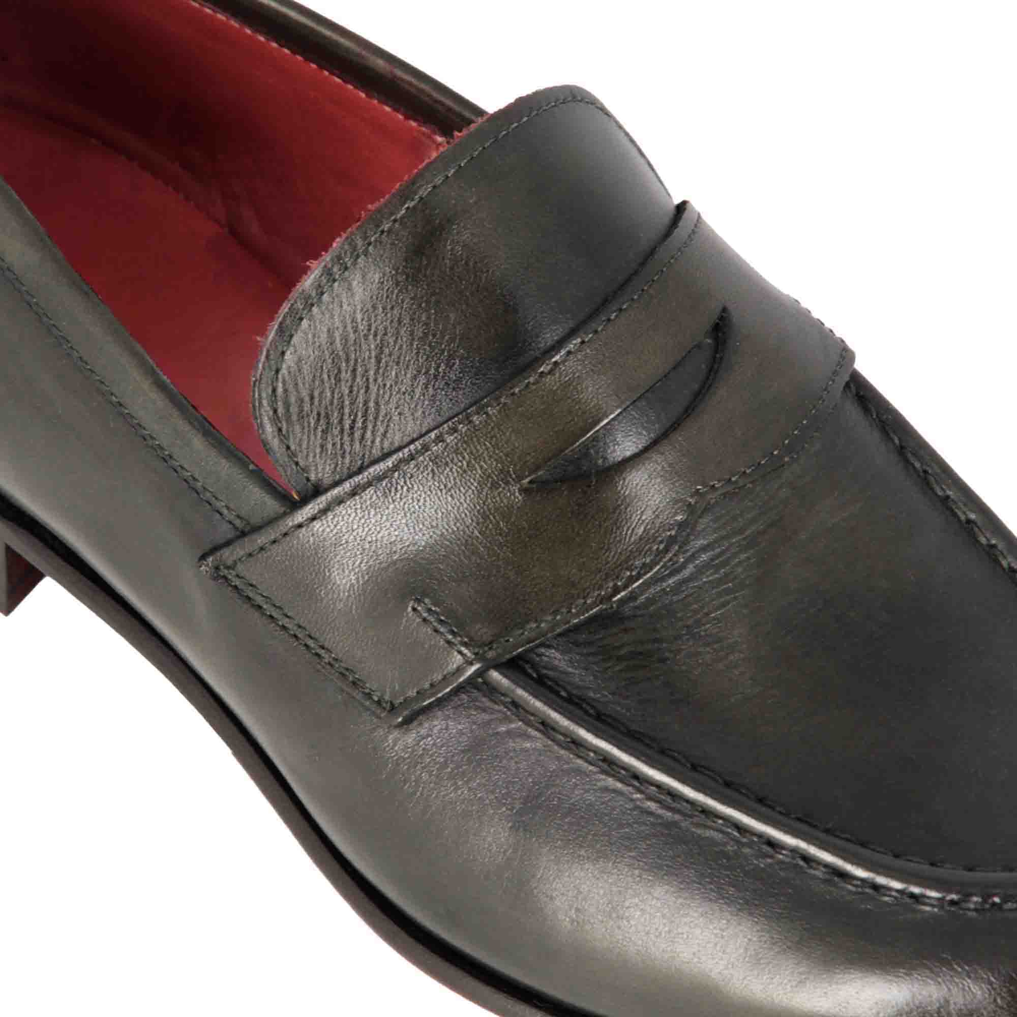 Dark Green Leather Moccasin