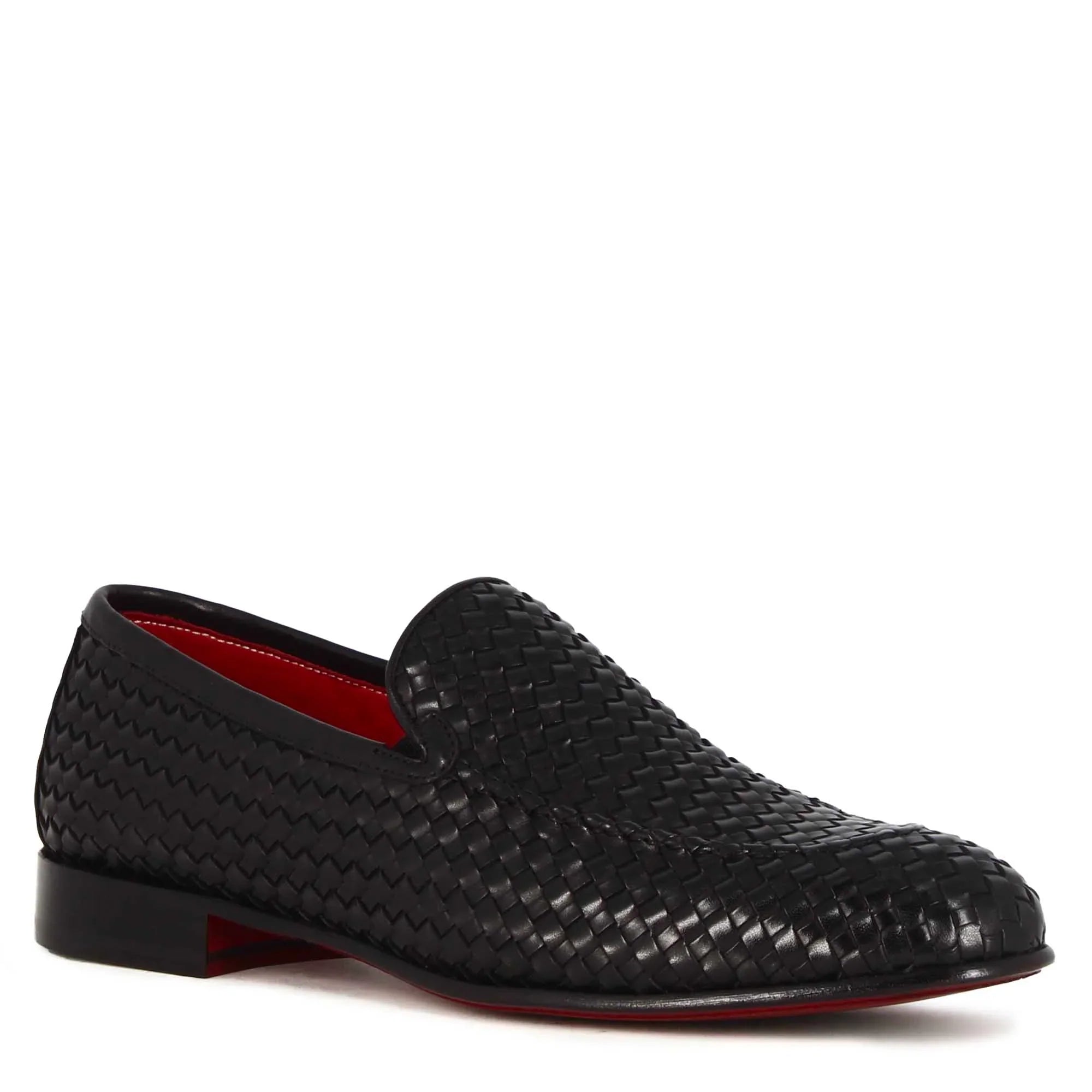 Classic Black Woven Leather Moccasin