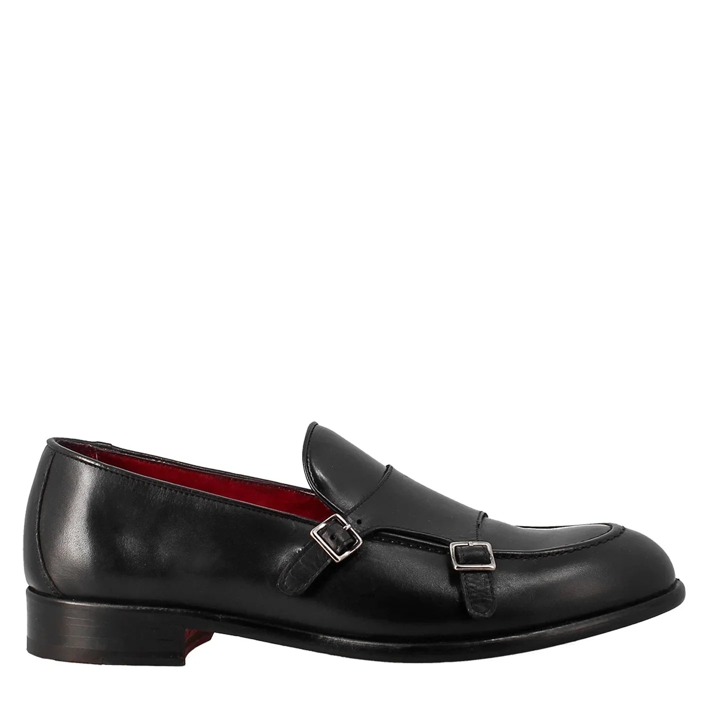 Men's Black Double Buckle Moccasin