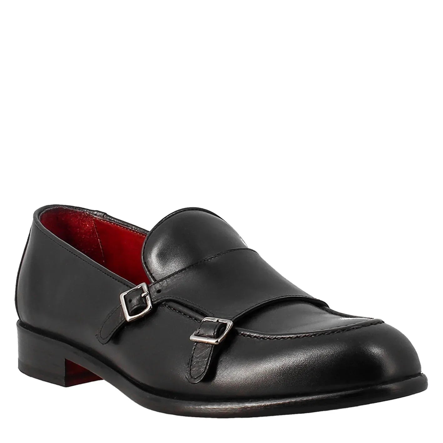 Men's Black Double Buckle Moccasin