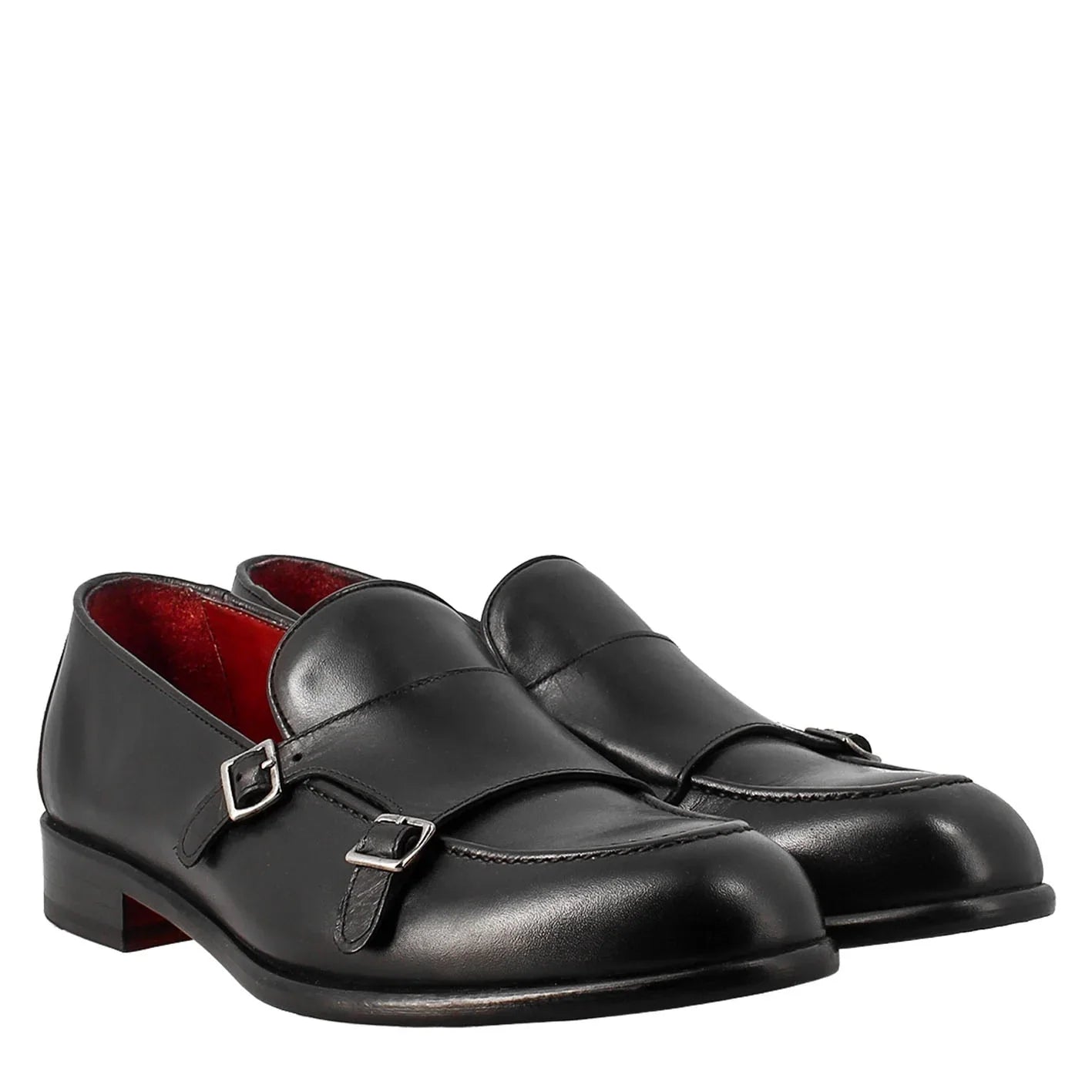 Men's Black Double Buckle Moccasin