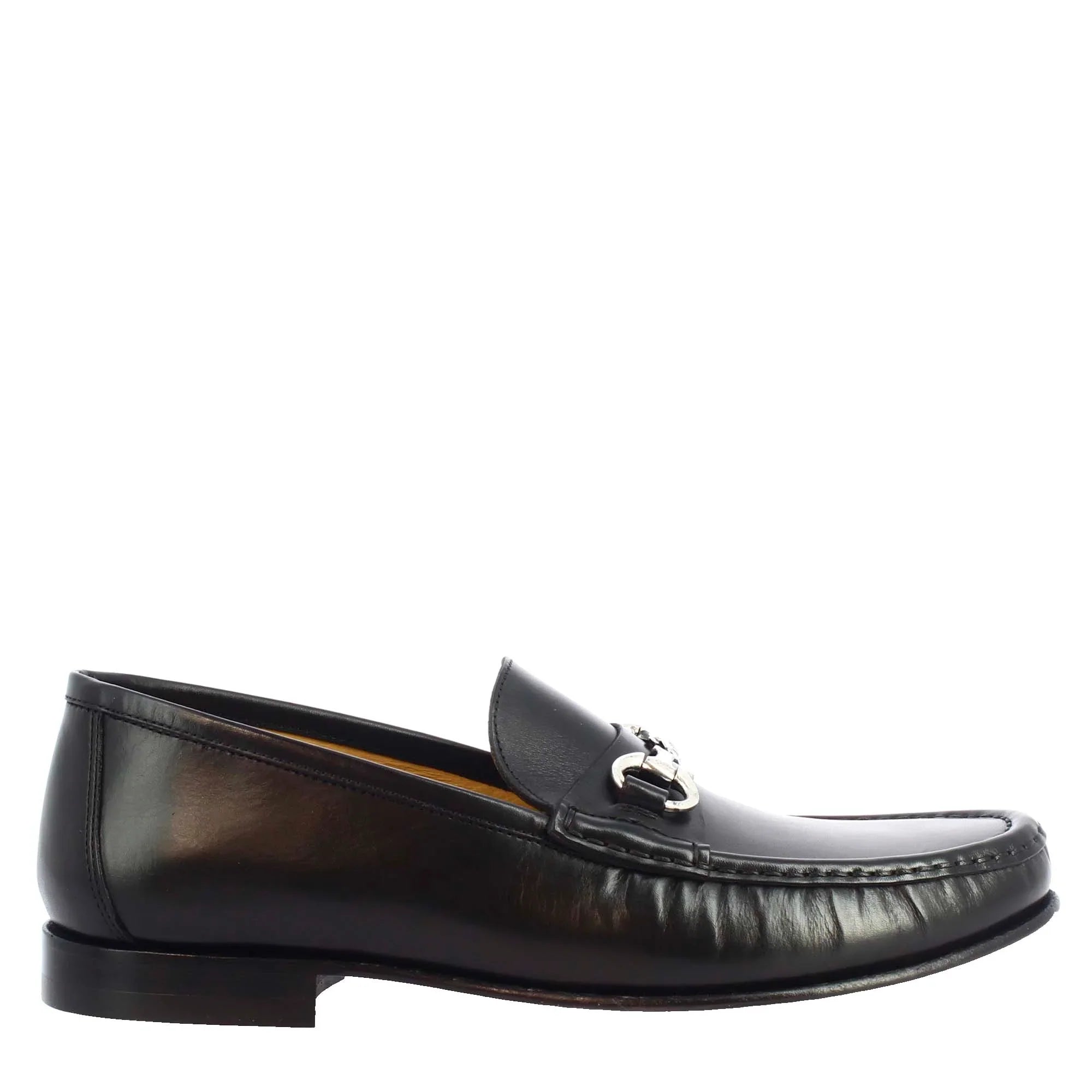 Handmade men's moccasins in black calf LEATHER