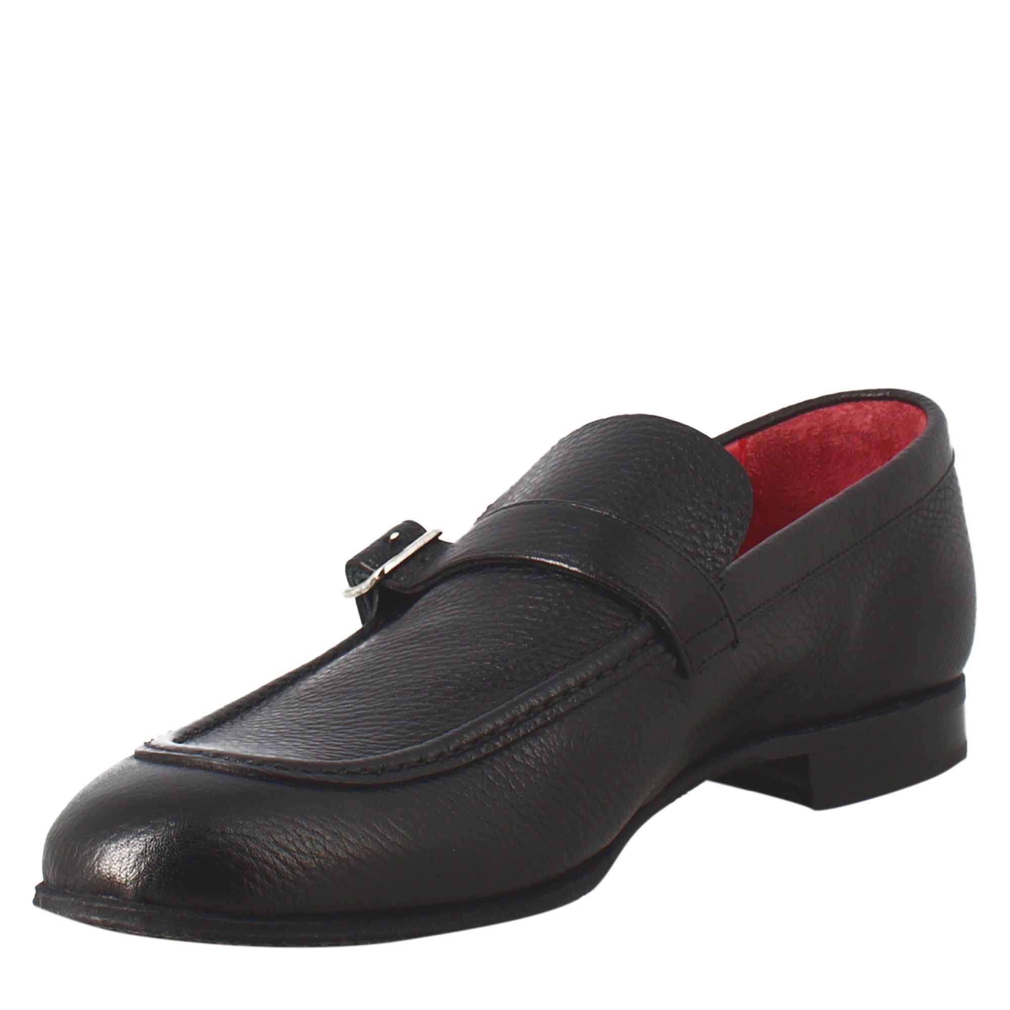 Black Moccasin in Smooth Leather