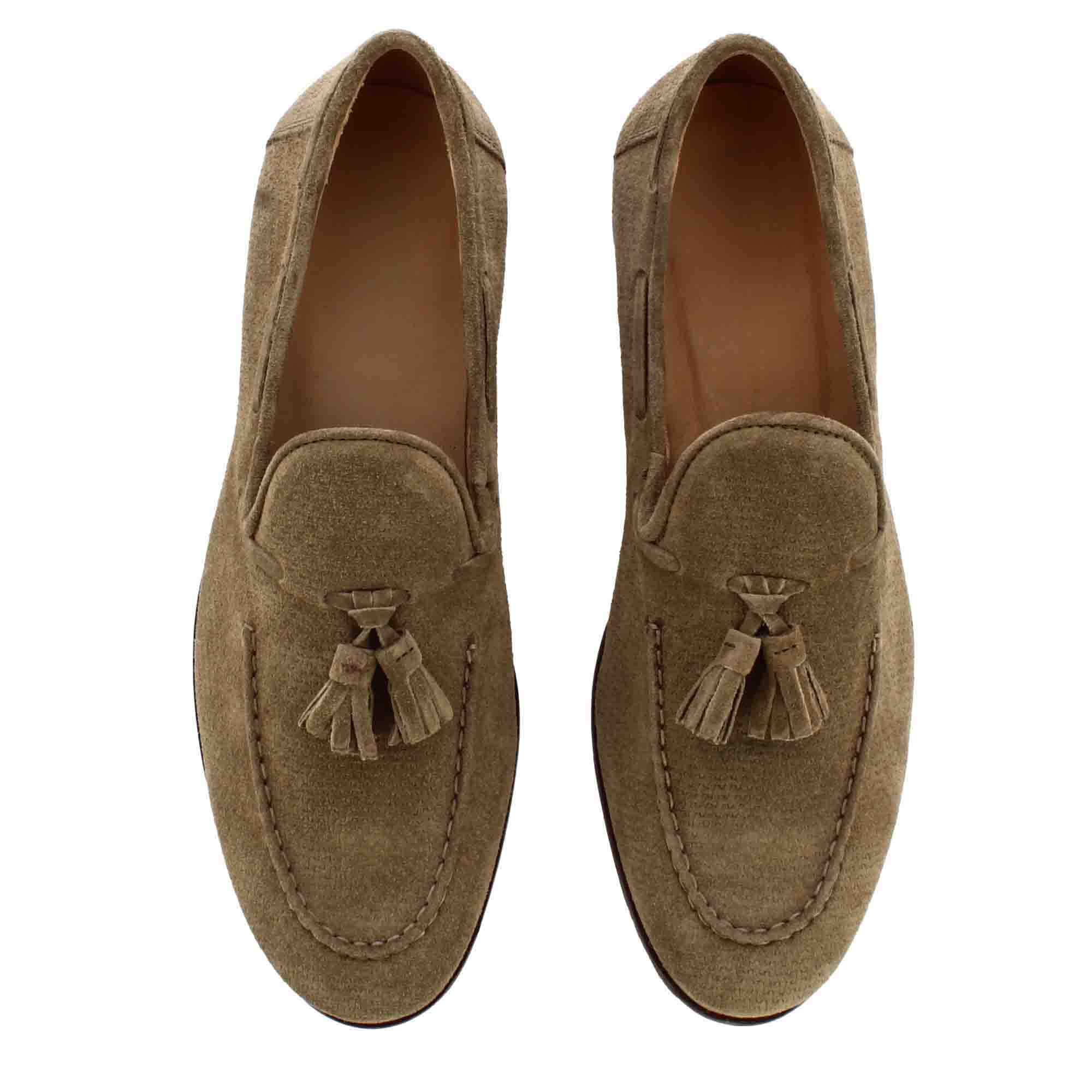 Suede Moccasin with Beige Tassels