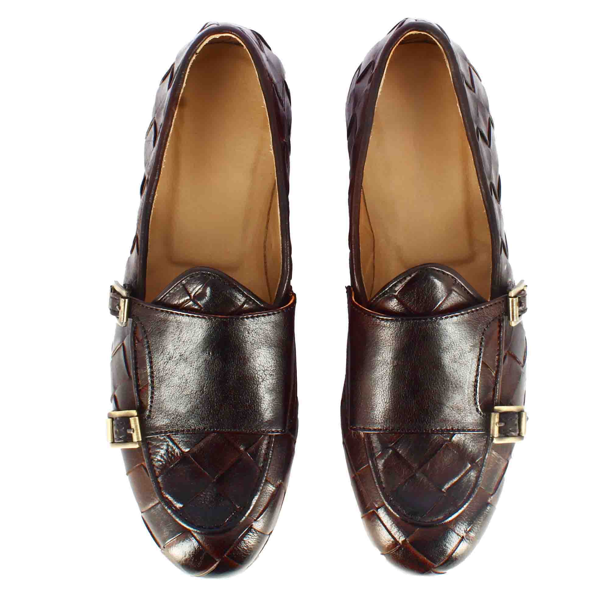 Dark Brown Moccasin With Double Golden Buckle