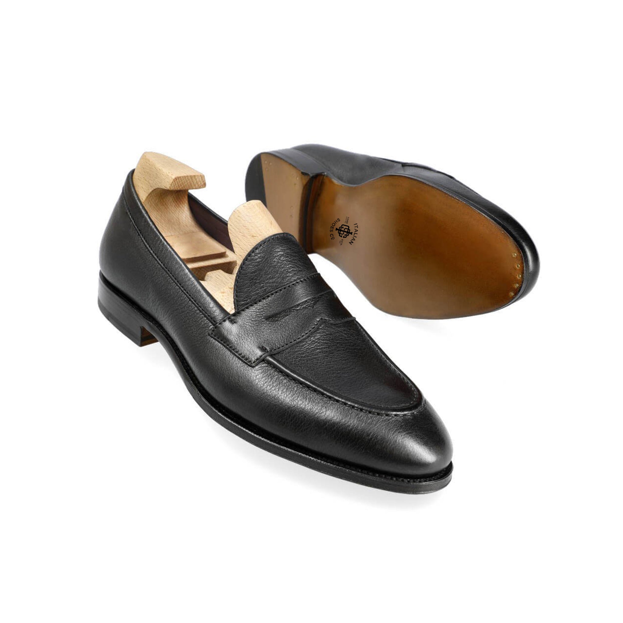 Black Rusticalf Penny Loafers