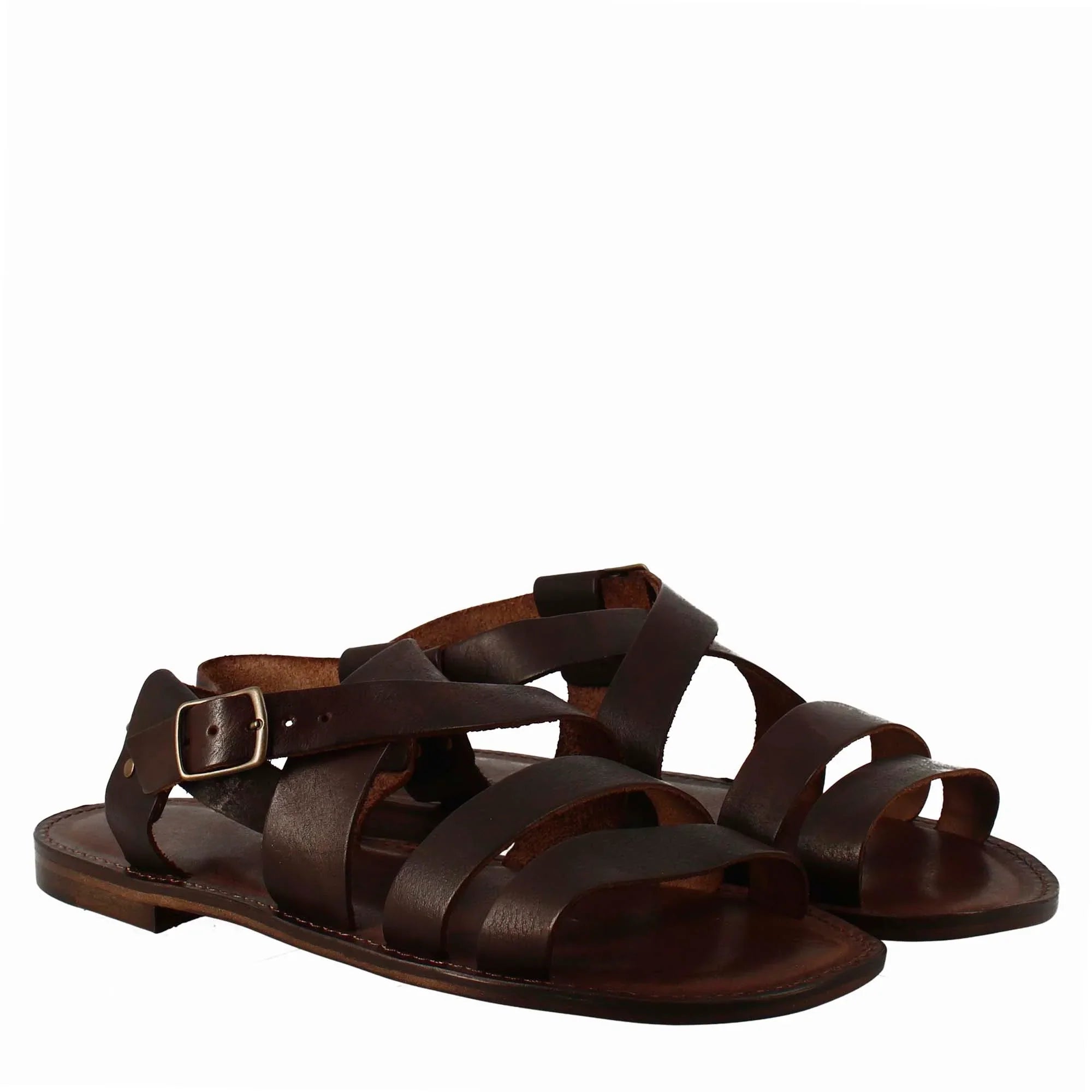 Brown Leather Gladiator Sandals for Men