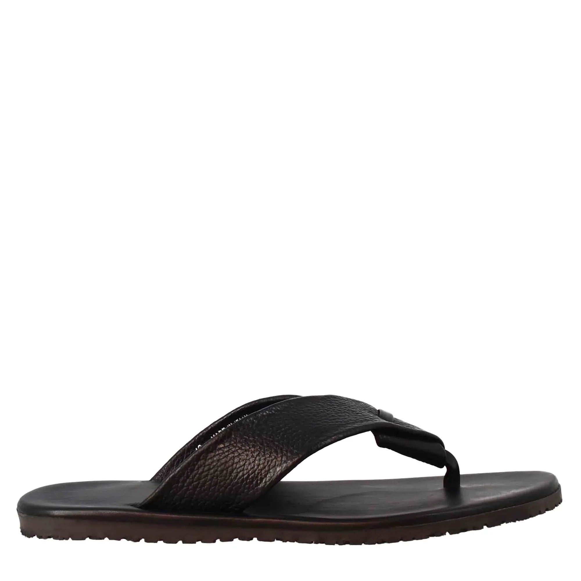 Men's Black Leather Thong Sandals