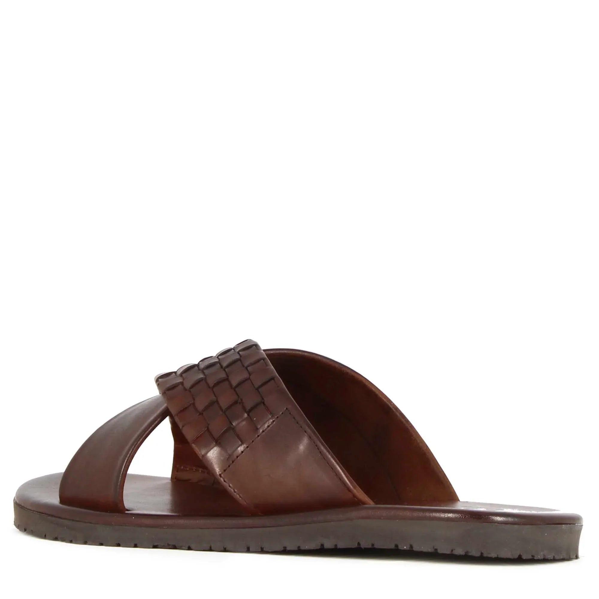 Handmade brown leather slip on