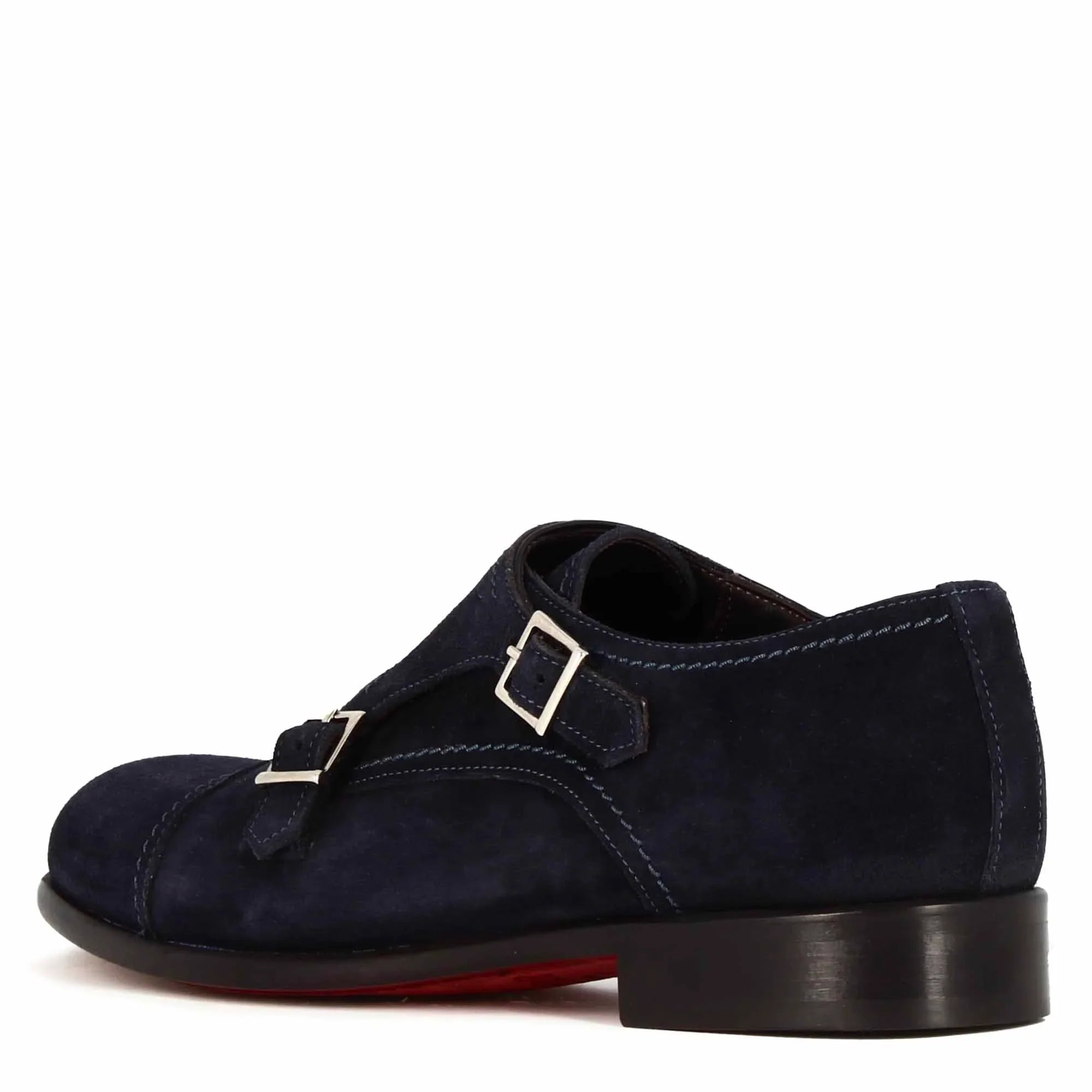 Blue Suede Double Monk Strap Shoes