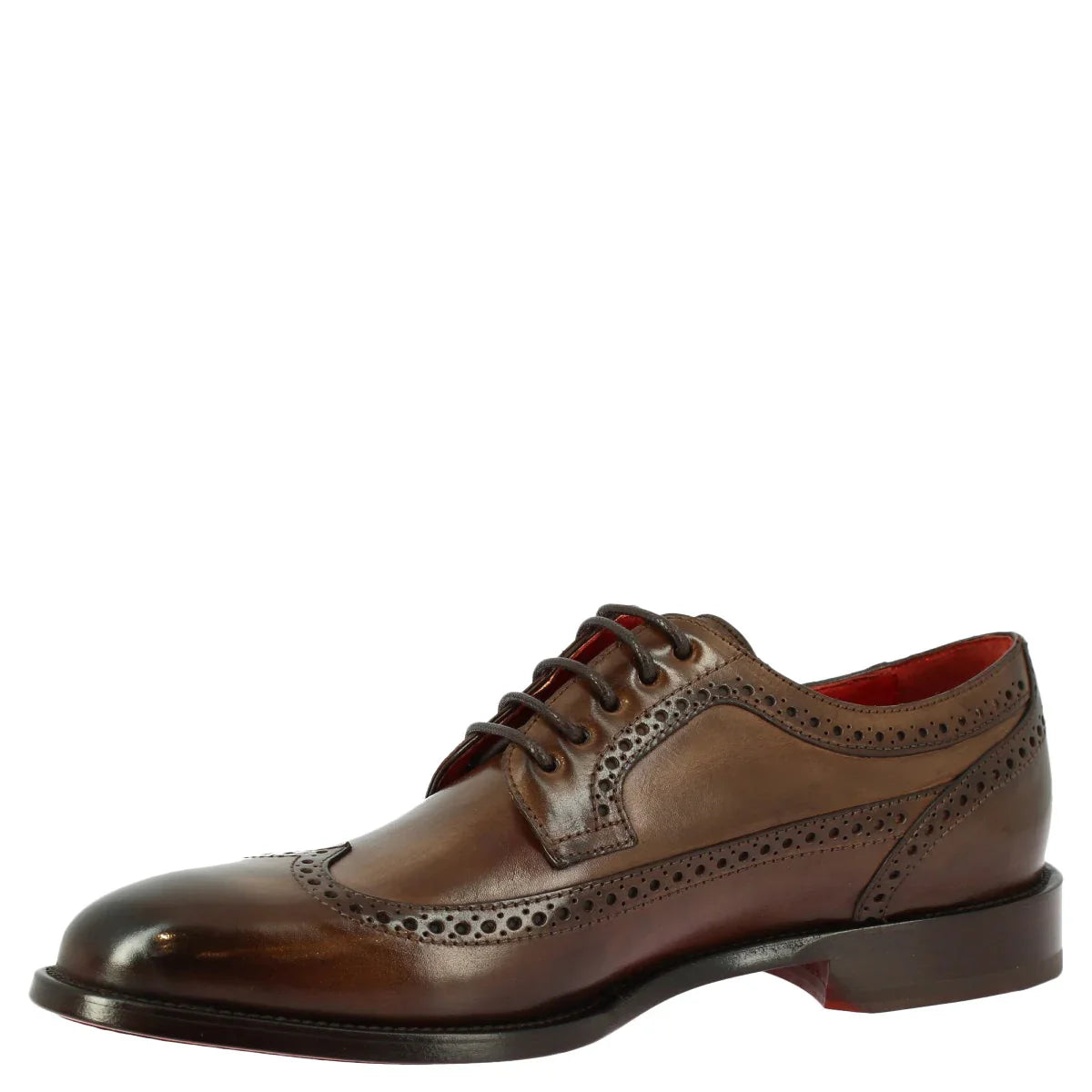 Dark Brown Calf Leather Half Brogues Shoes