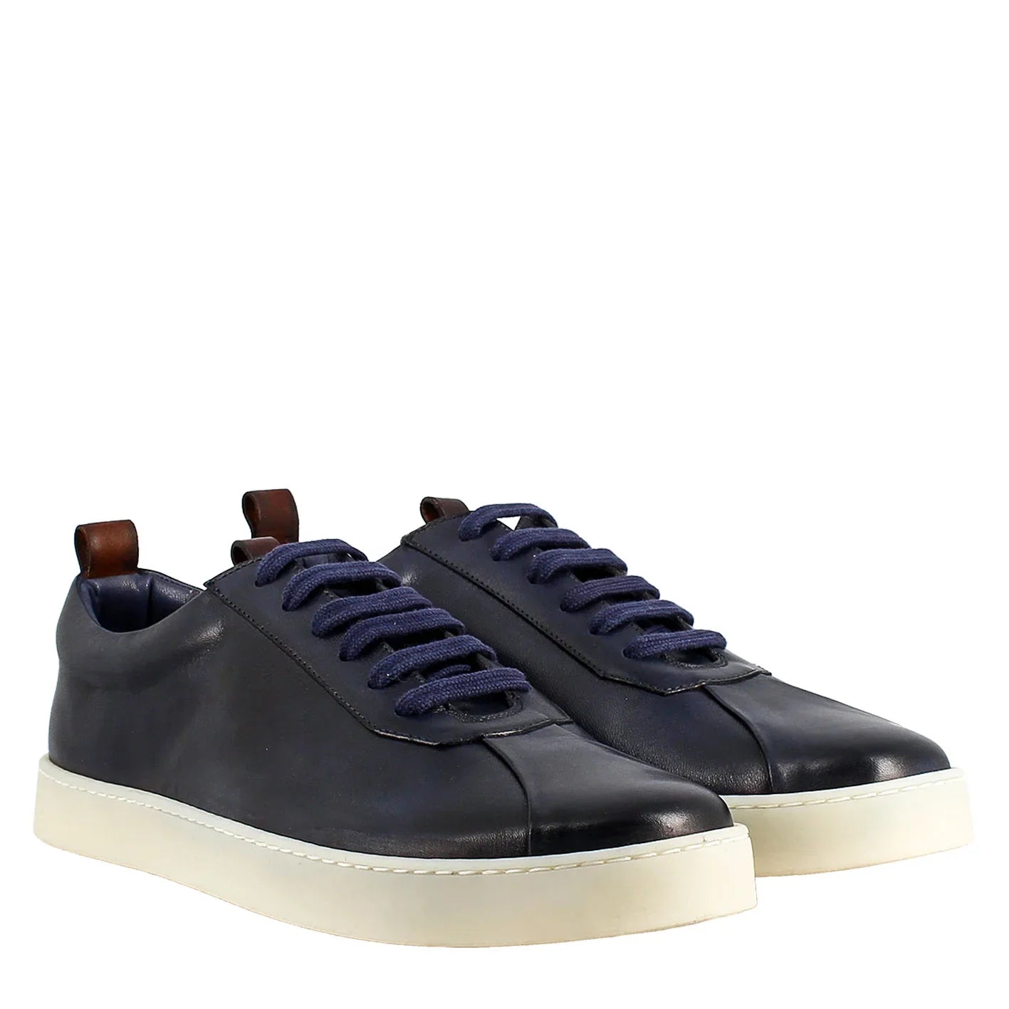 Blue Sneaker in smooth leather