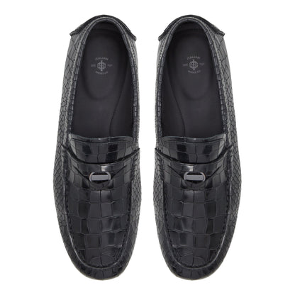 Croco X Pythan Textured Leather Loafers