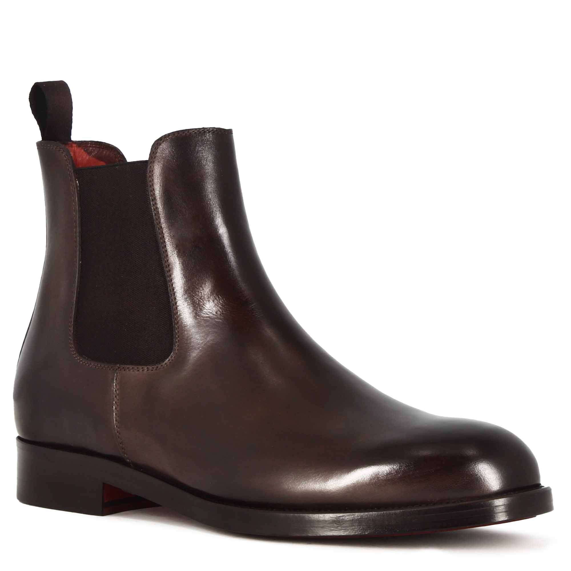 Handmade Brown Leather Chelsea Boots
