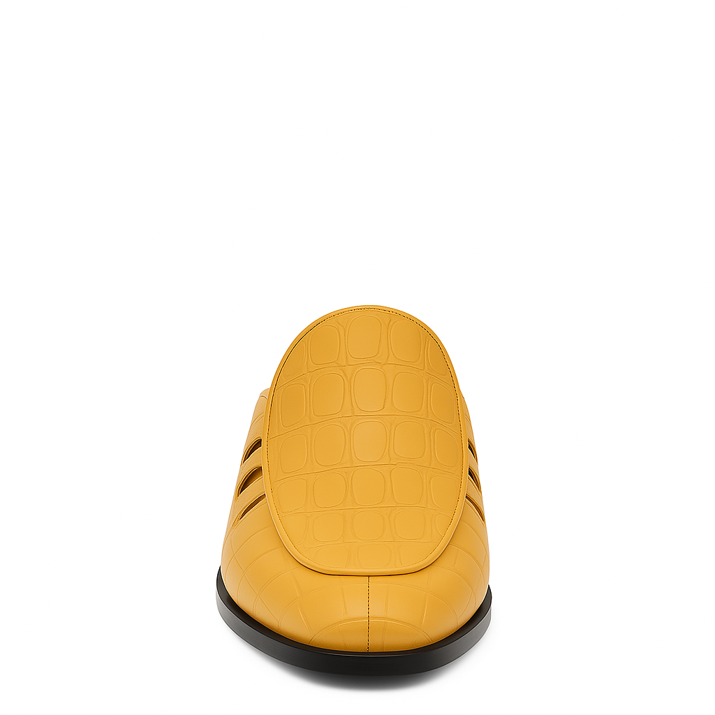 Stylish Croco Leather Mule Blue