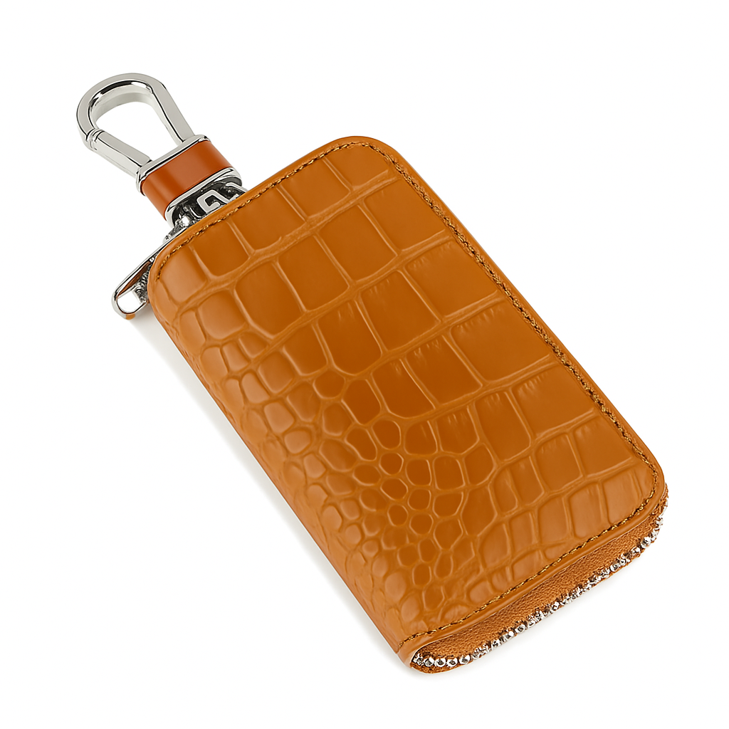 Croco Blue Mini Zipper Key Case Wallet