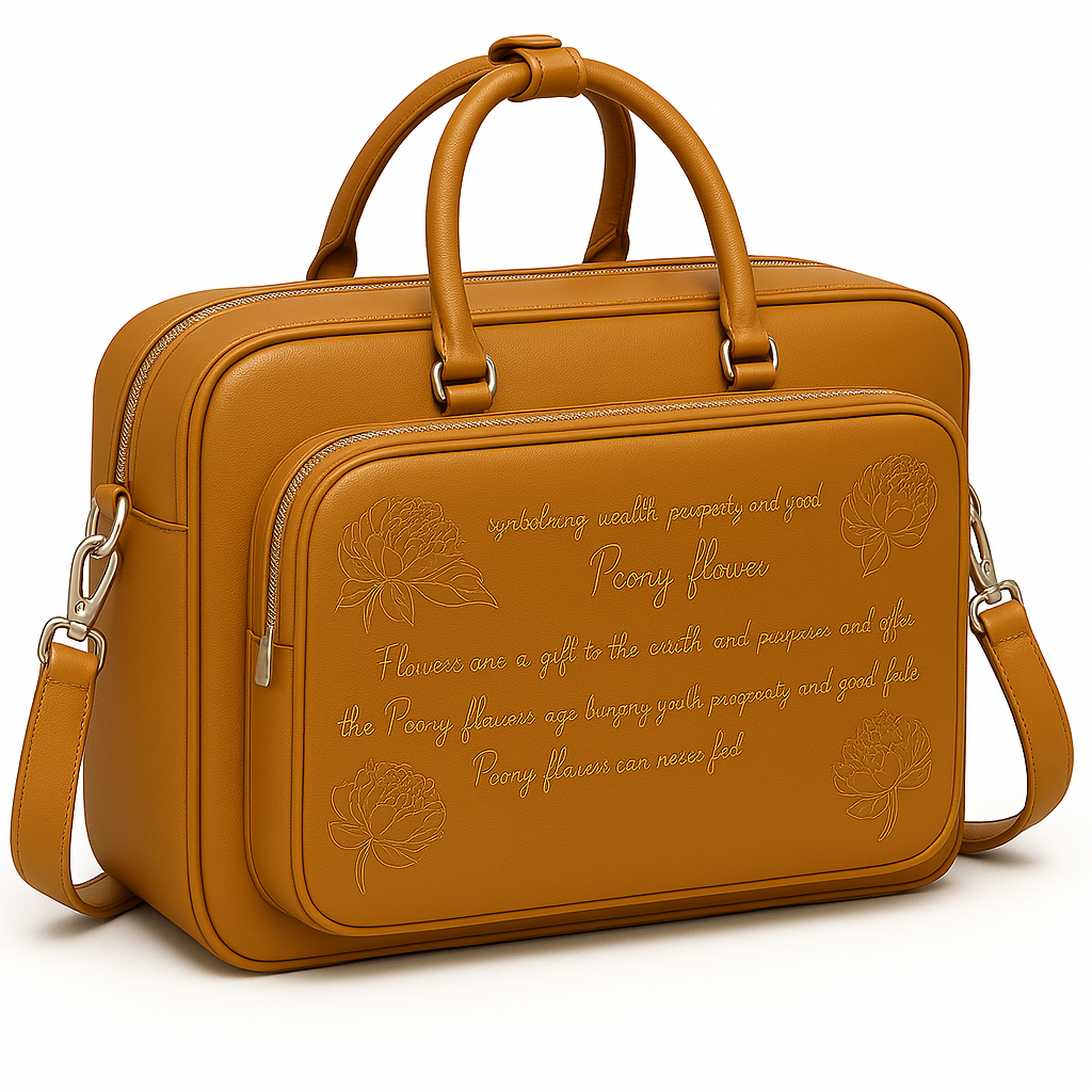 Italian Tan Men's Printed Leather Laptop Bag