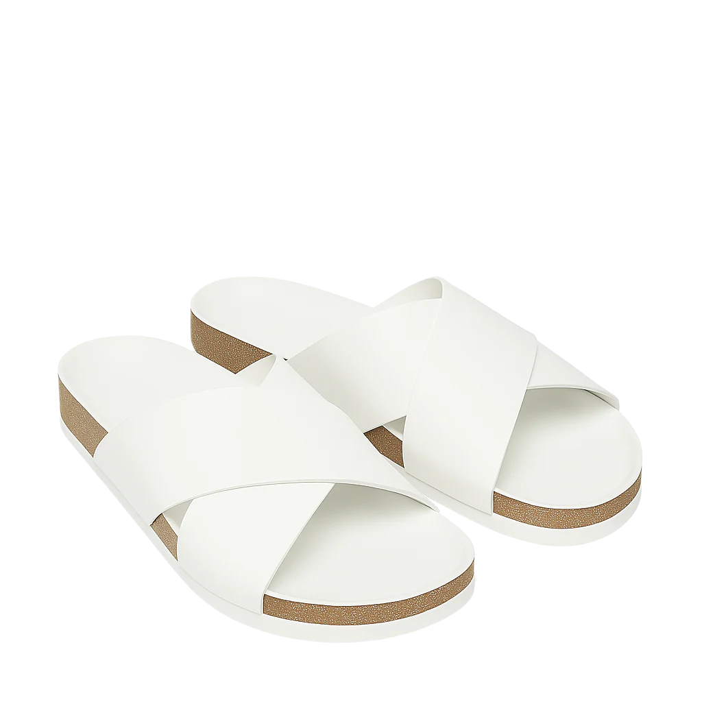 Pure Elegance White Leather Slipper